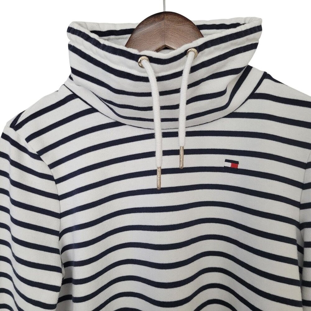 Tommy Hilfiger Striped Funnel Neck Sweatshirt Womens Size M Classic Pullover - Picture 5 of 8